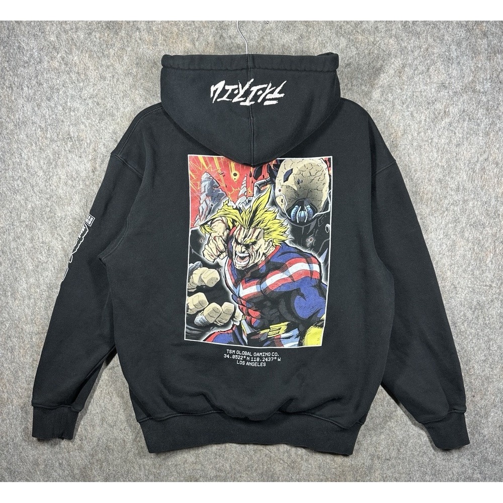 TSM x My Hero Academia All Might Hoodie Mens Medium Black Anime MHA Gaming